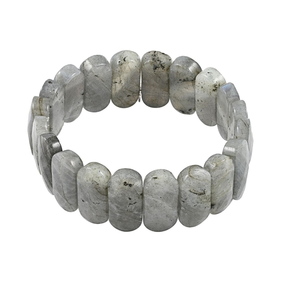 Malagasy Labradorite ✦ Beaded Stretch Bracelet ✦ Sterling Silver 225.00 CTW - Picture 5 of 12
